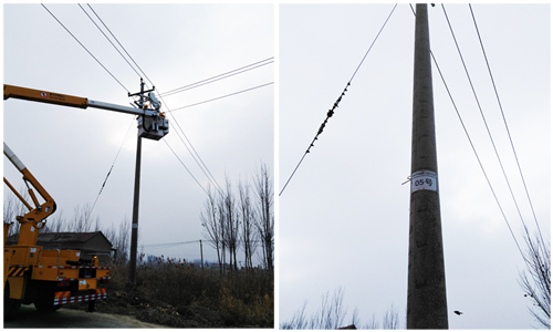 于林線南三臺(tái)區(qū)5號(hào)桿帶電打火